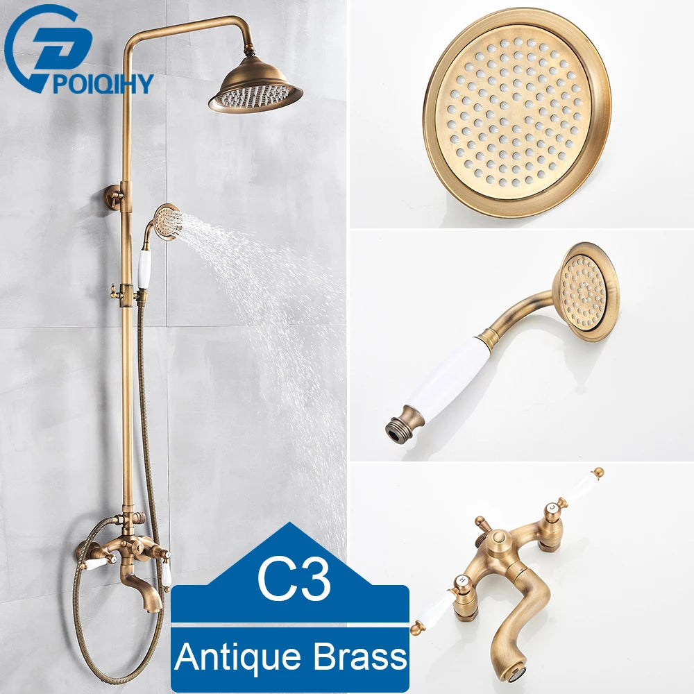 Golden Shower Bathroom Bath Shower Faucet Brass Swivel