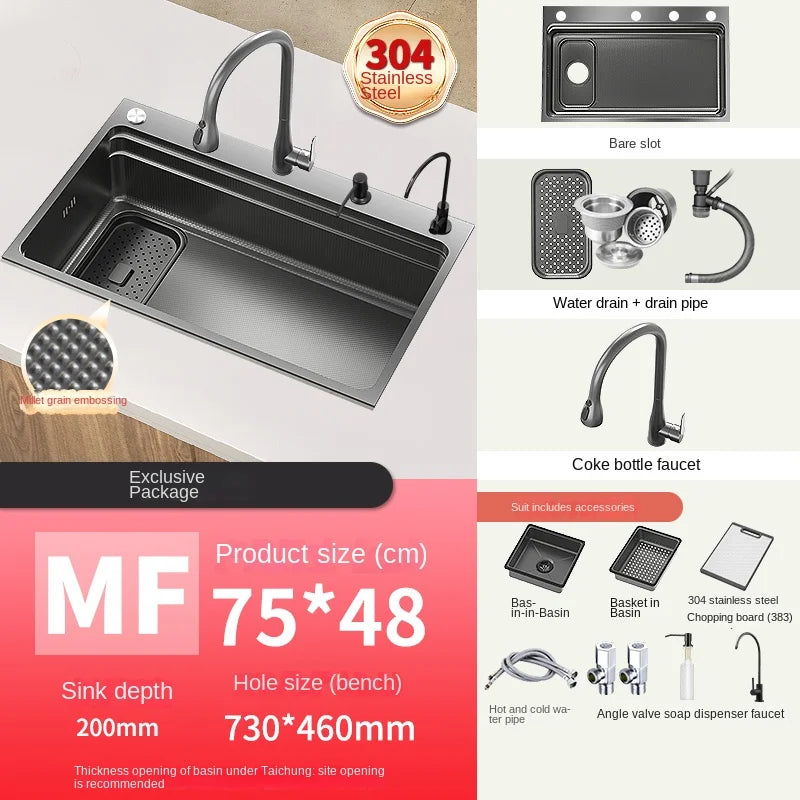 304 Stainless Steel Sink Black Large Slot Wash