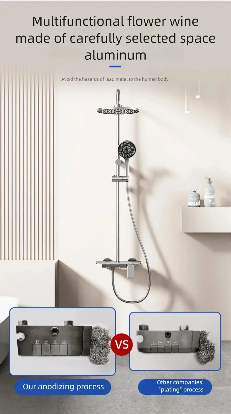 Bathroom Cold Water Boosting Shower Rainfall Pressure Piano