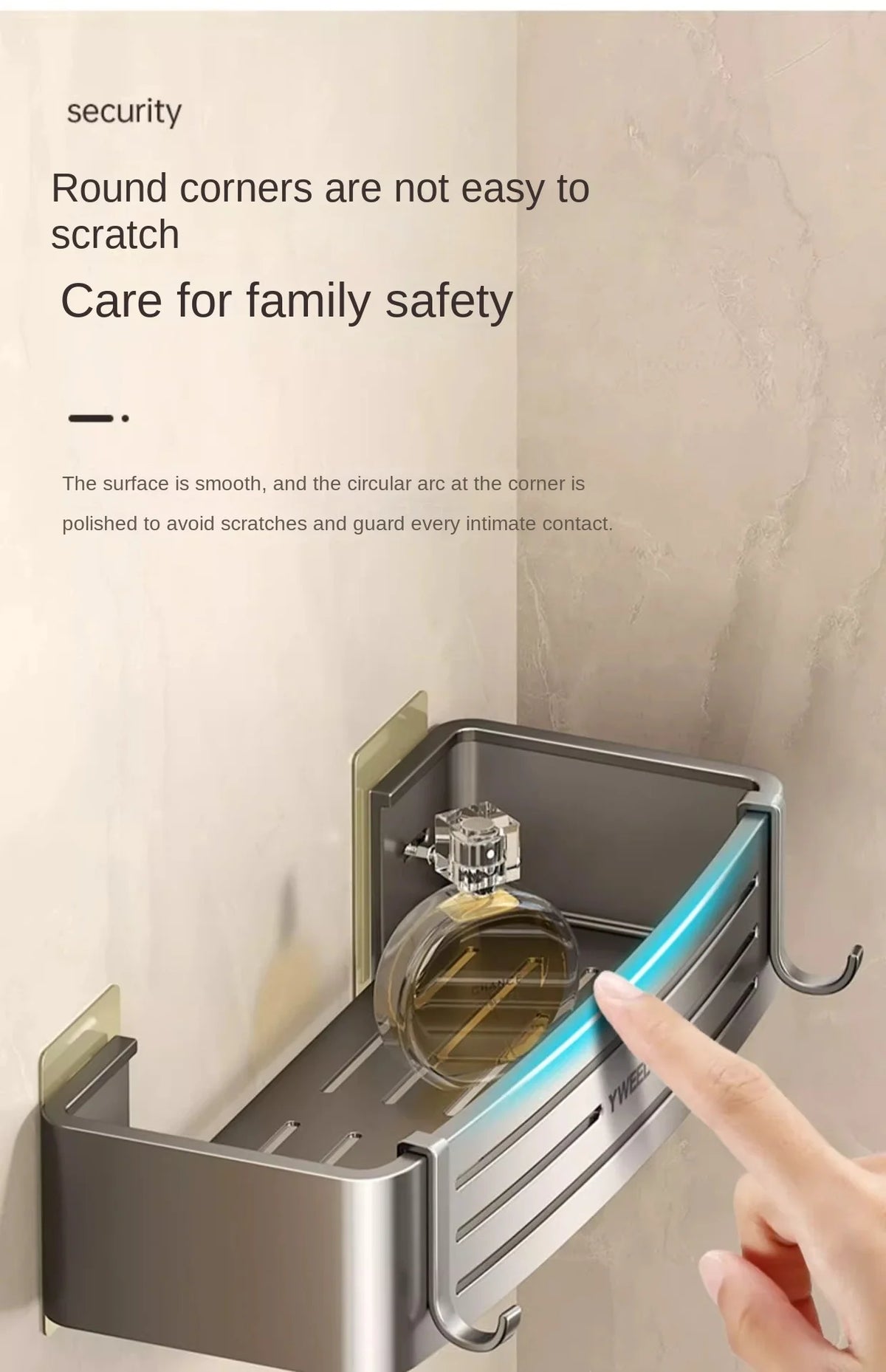Aluminum Bathroom Shelves Wall Towel Rack Mounted Shower