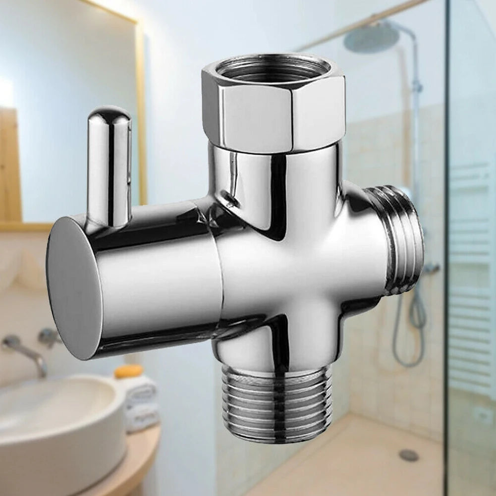 Way Brass Diverter Valve T-Adapter Converter Chrome Shower