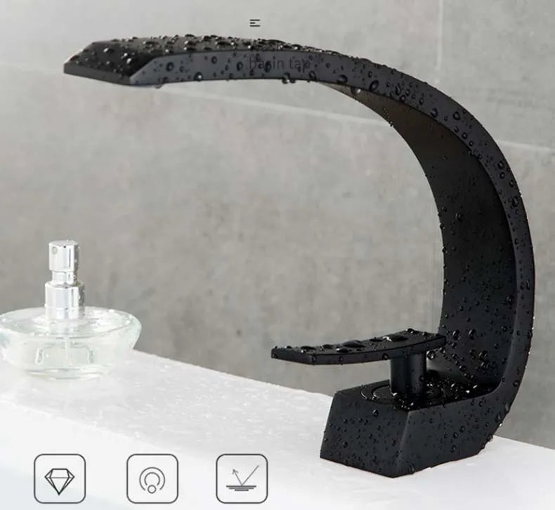 Basin Faucet Modern Bathroom Mixer Tap Black Gold