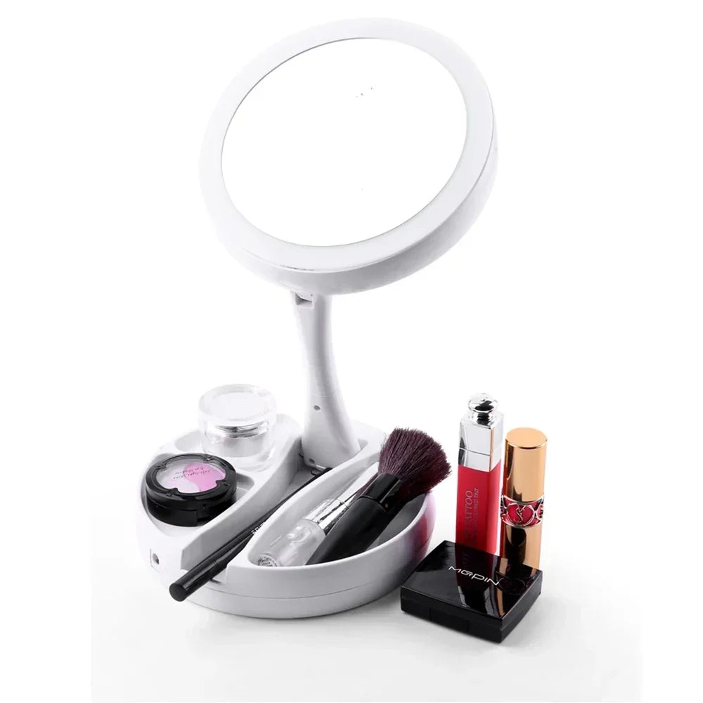 Makeup Mirror Light White Led Folding Rotating 10x