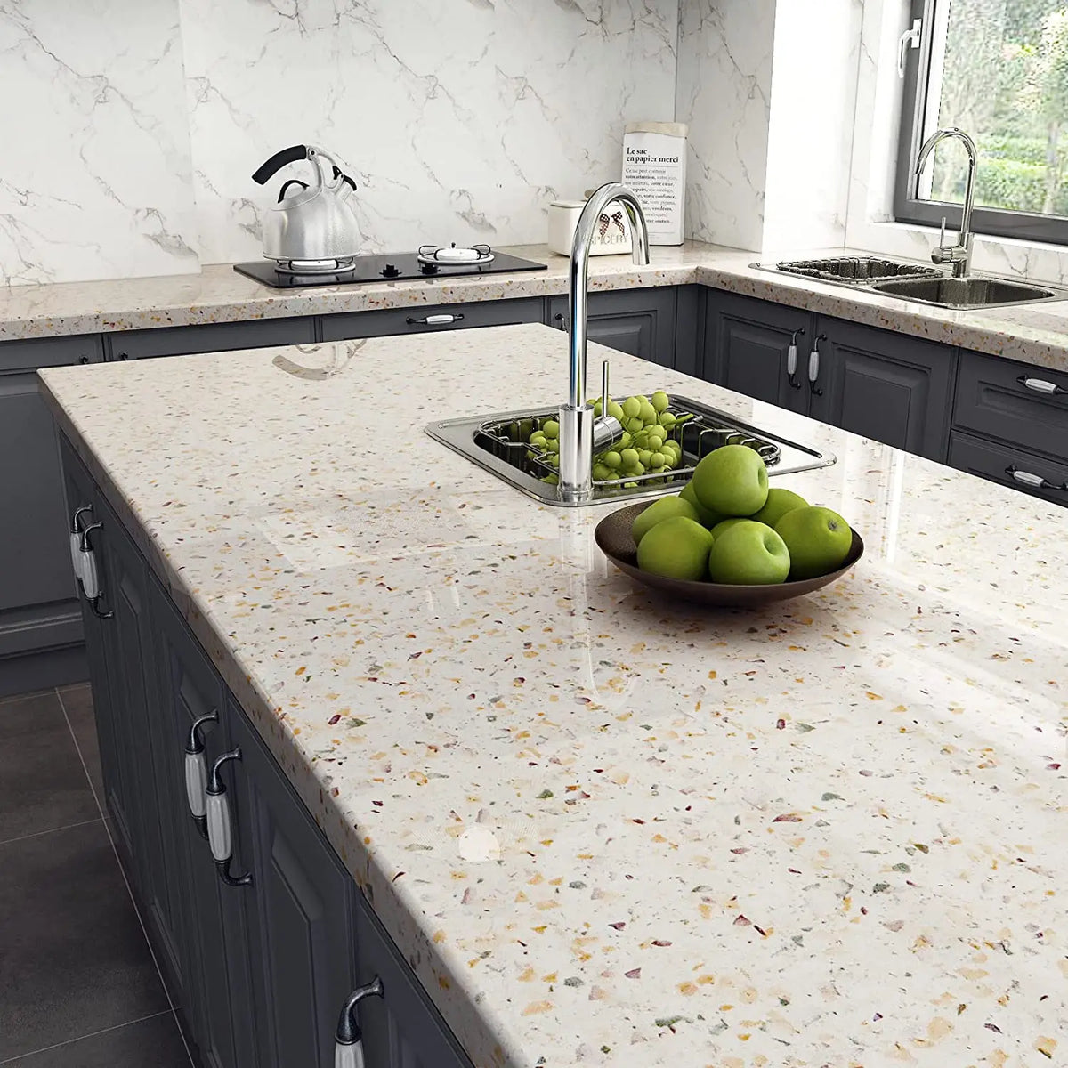 Renovation Marble Gravel Wallpapers Self-Adhesive Vinyl Bathroom