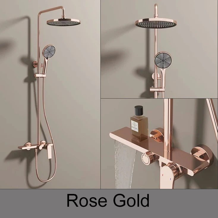 Rose Gold Bathroom Shower System 12 Inch Rain