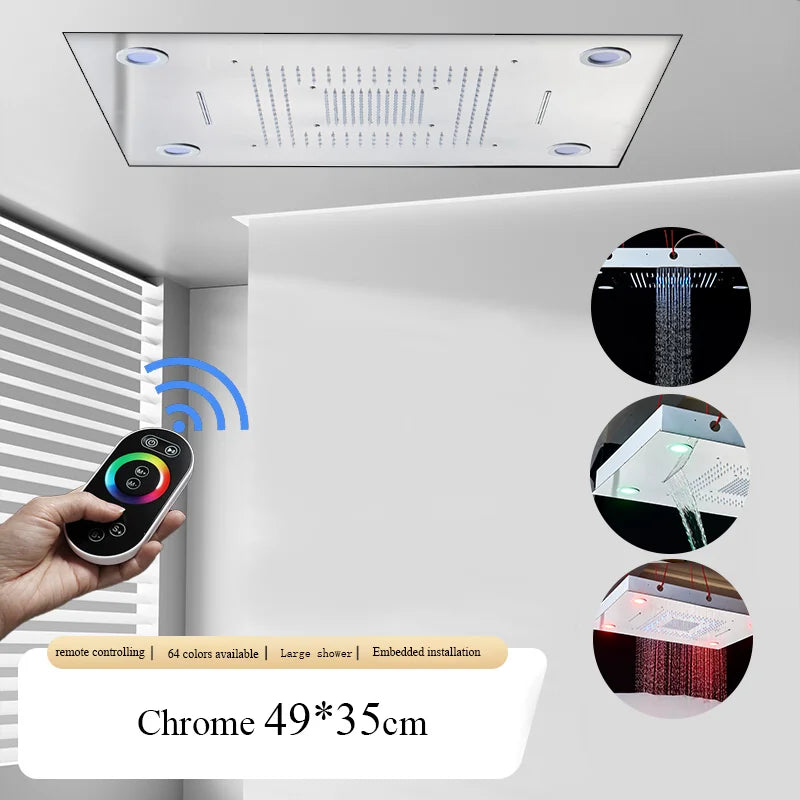 Large Rainfall Shower Faucet Ceiling Installation Bathroom