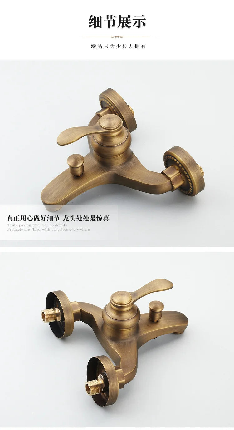 Brass Vintage Gold/Black Simple Shower Spray Handheld Shower