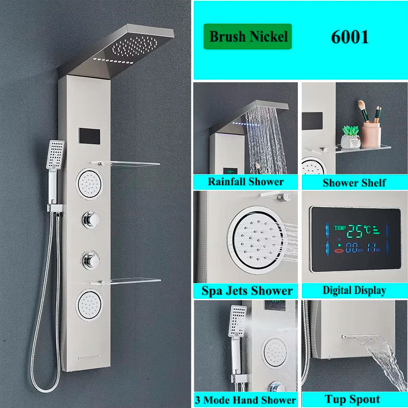 Led Shower Panel Faucet Rainfall Headshower Spa Massage