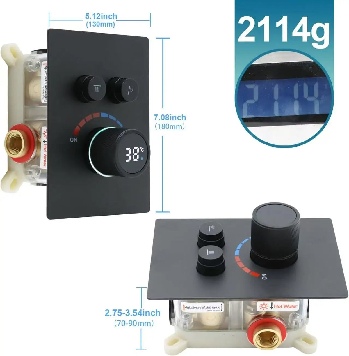 Digital Or Way Water Out Wall Mounted Black