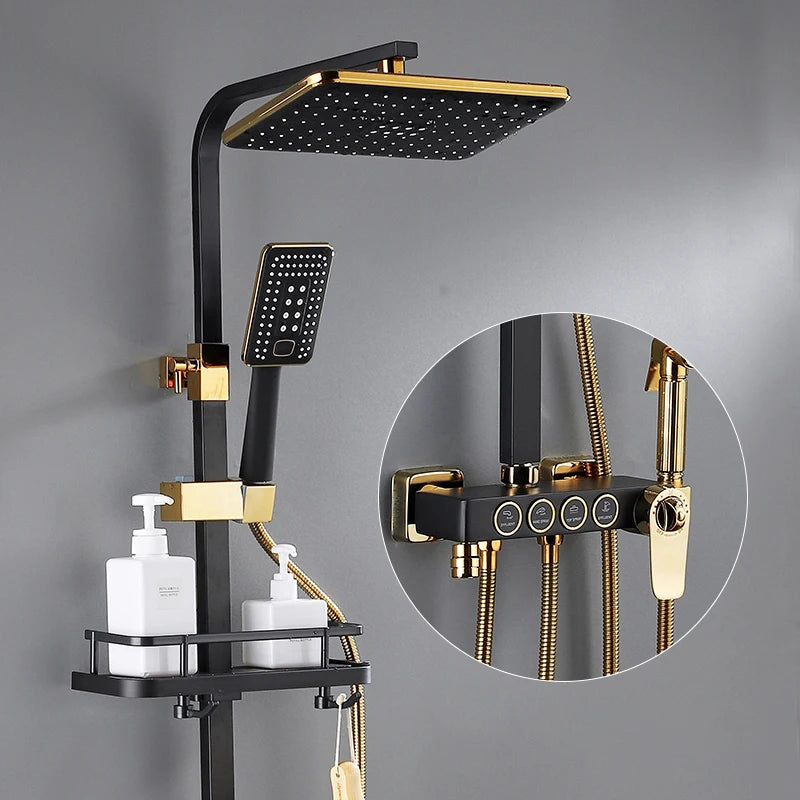 Luxury Cold Digital Bathroom Shower System Thermostatic Brass
