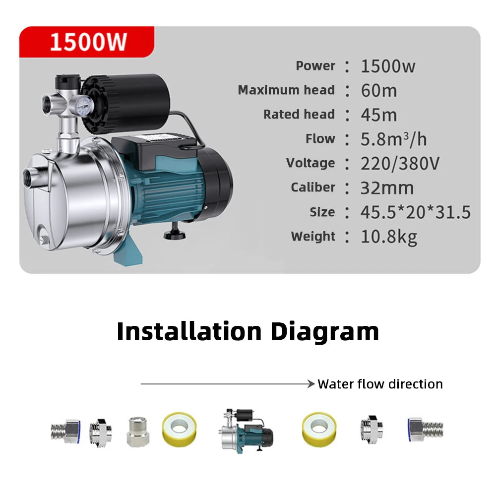 Electric Jet Pump Stainless Steel Self-Priming Pump Tap