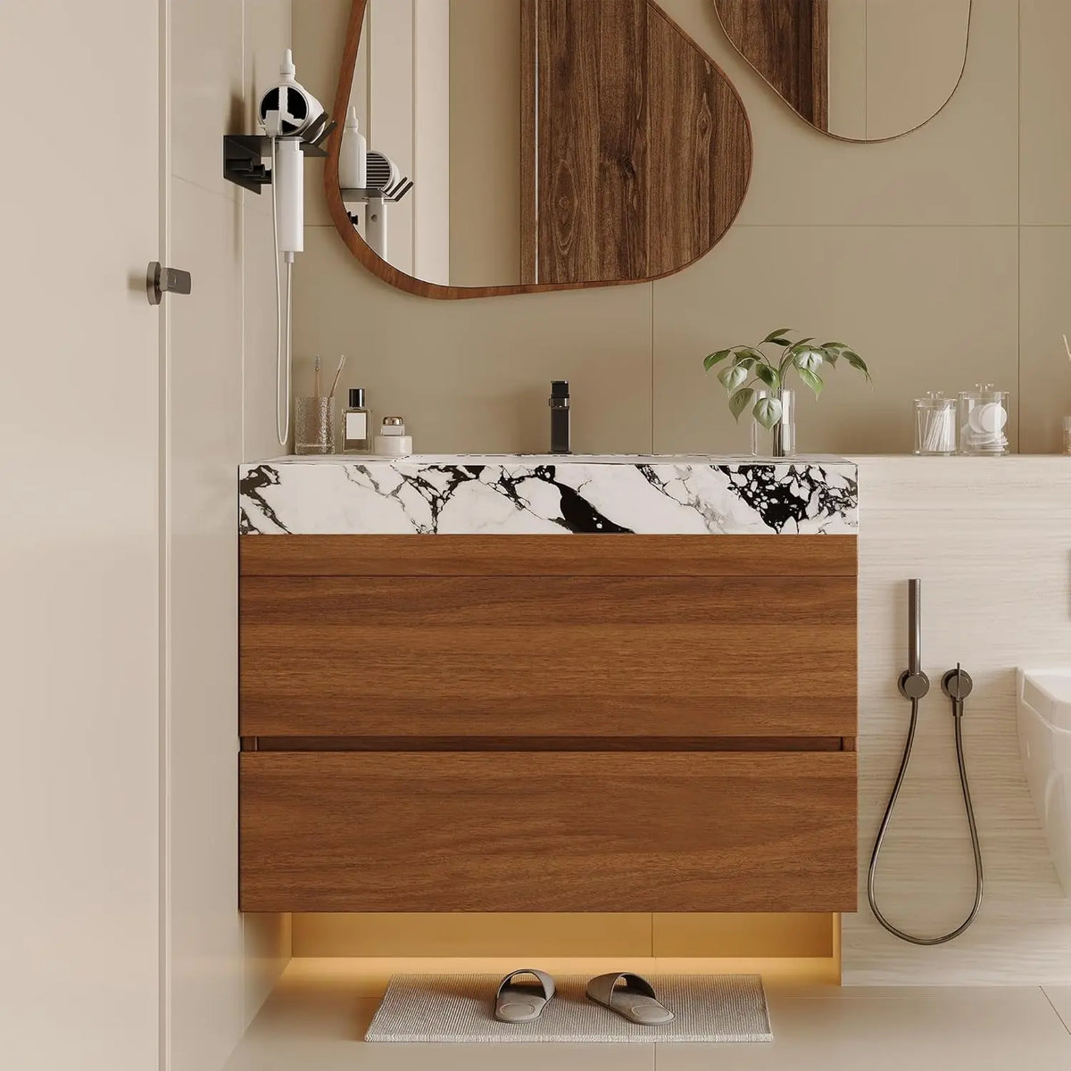 30 Modern Floating Bathroom Vanity Faux Marble Top