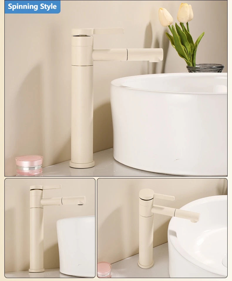 Milk White Handle Deck Mounted Basin Sink Faucet