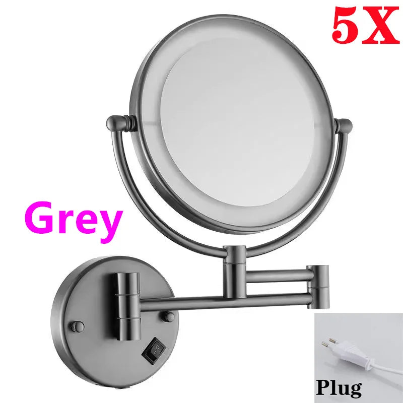 5x Magnifying Led Folding Bathroom Mirrors Wall Mounted