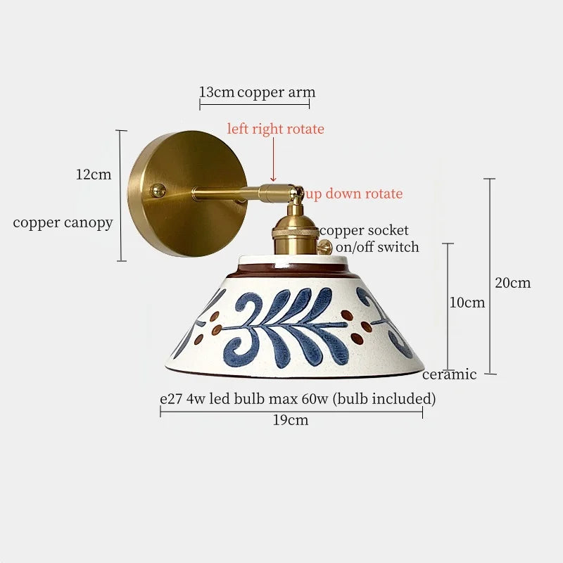 Iwhd Striped Ceramic Led Wall Lamps Bedroom Copper