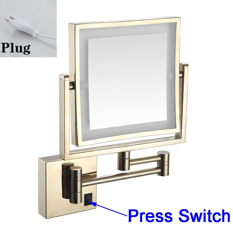 Magnifying Bathroom Mirror Hunnise Quality Brass Gold Hotel