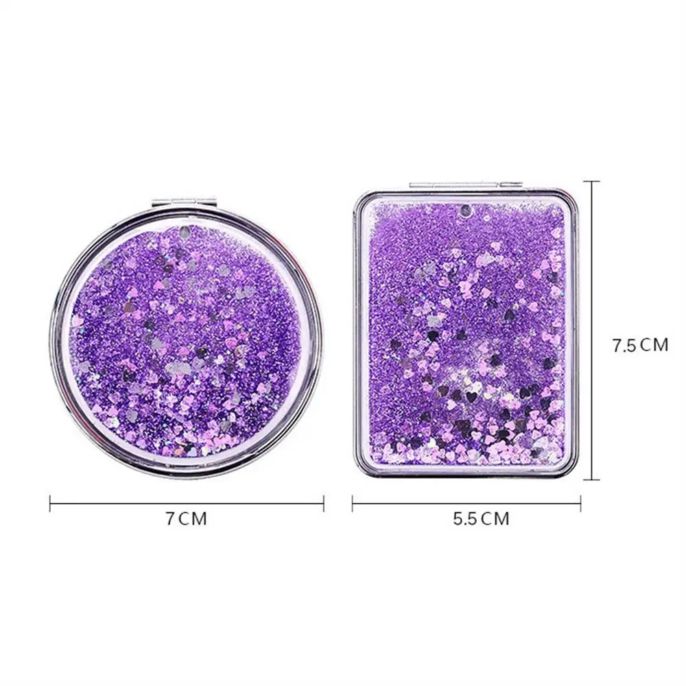 Quicksand Makeup Mirror Shiny Bling Magnifying Foldable Mirror