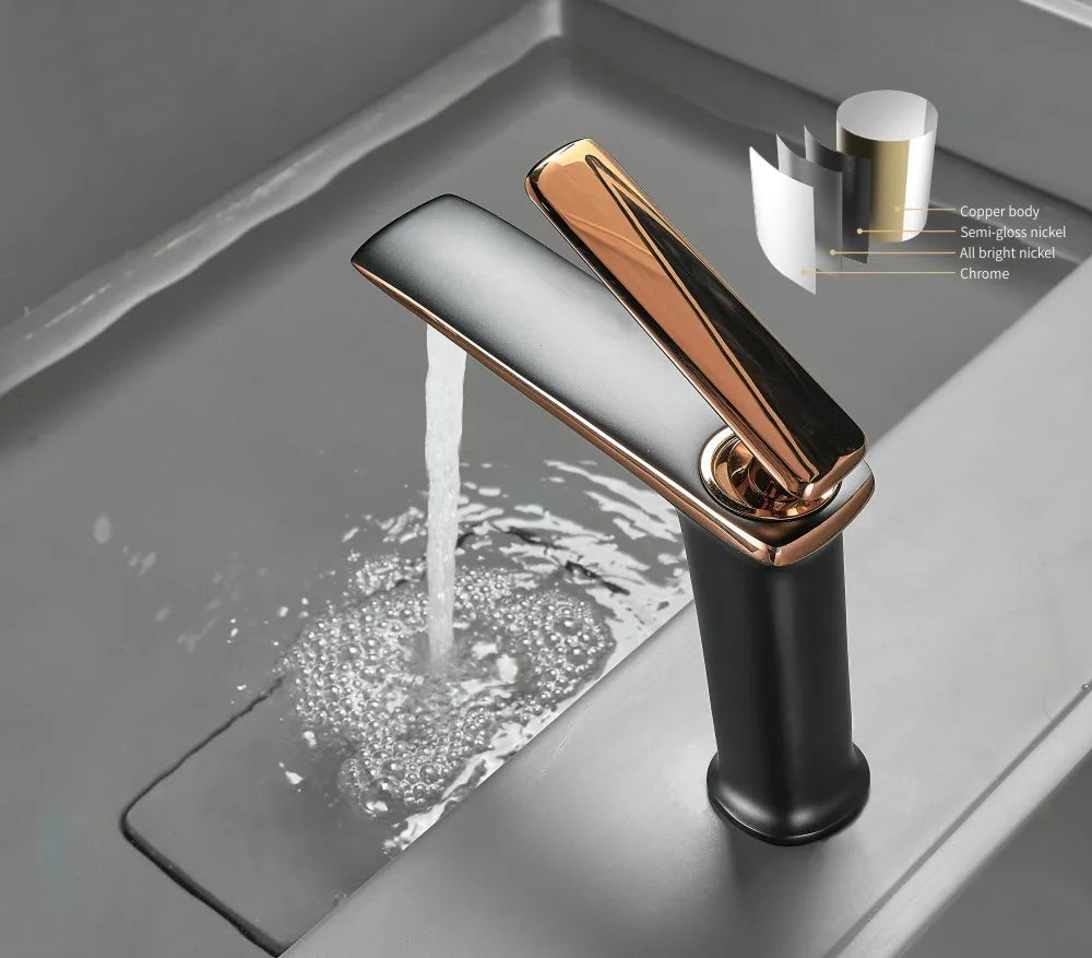 Basin Faucets Black Brass Faucet Cold Bathroom Sink