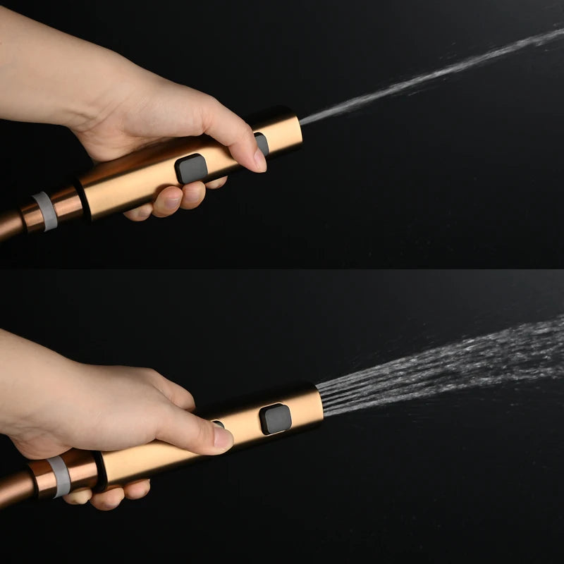 Brushed Rose Gold Bidet Sprayer Concealed Button Brass