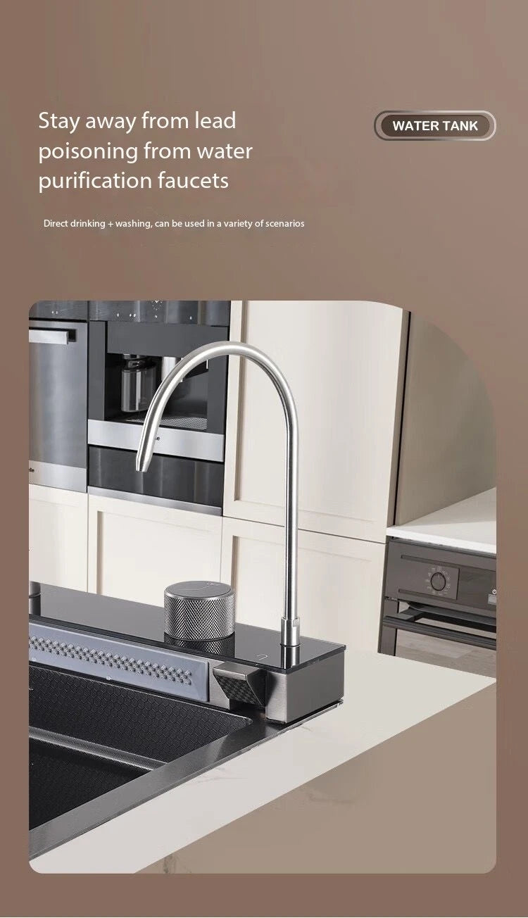 0mm Double Waterfall Sink Embossed Stainless Steel Sink