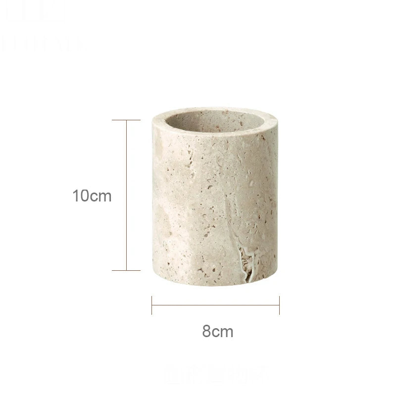 Beige Travertine Bathroom Natural Marble Soap Dispenser Reed