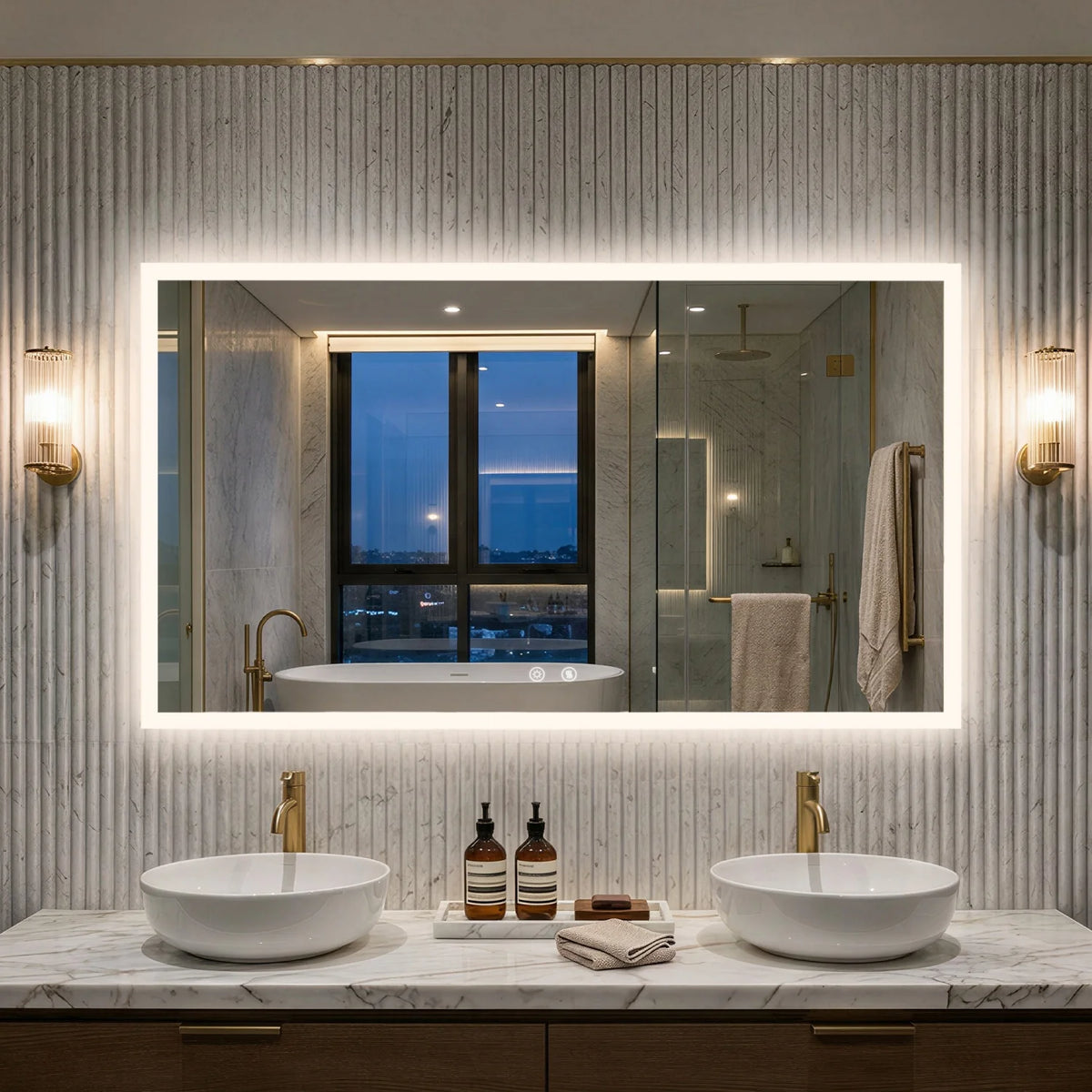 100/120cm Rectangular Led Bathroom Mirror Frameless Wall Vanity