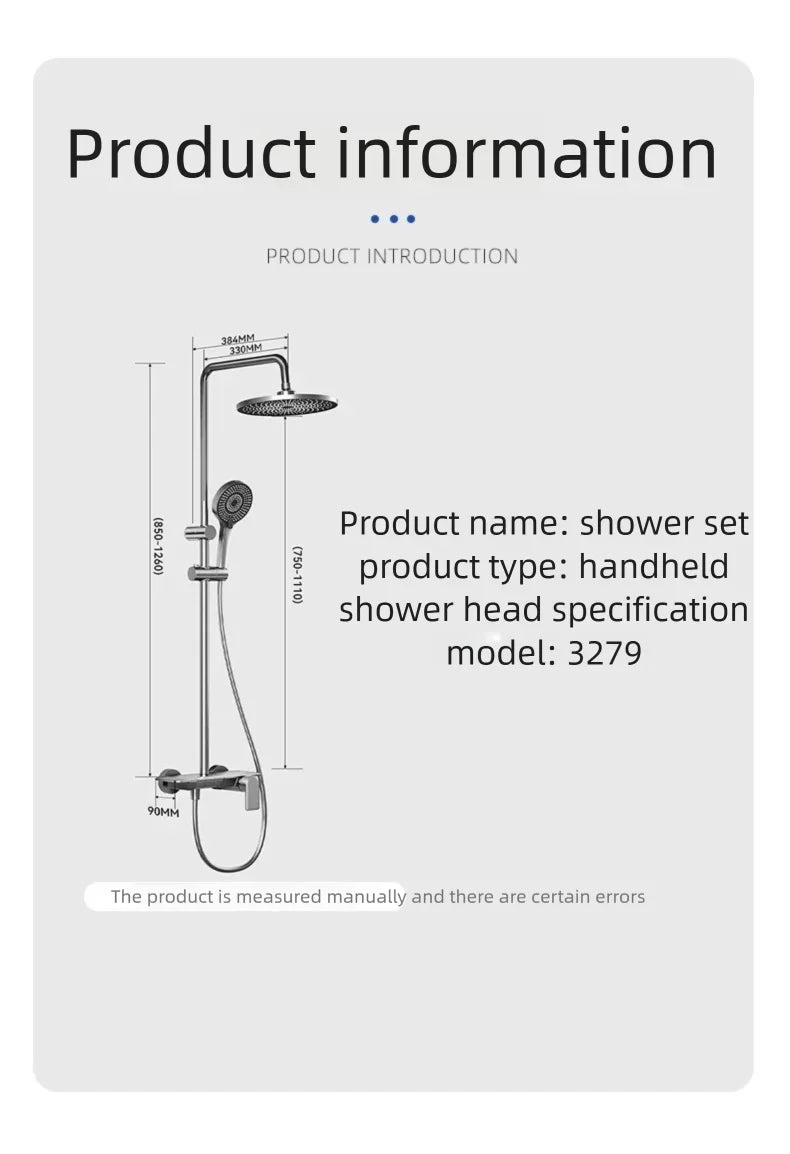 Gun Gray Bathroom Shower System Rainfall Piano Keys