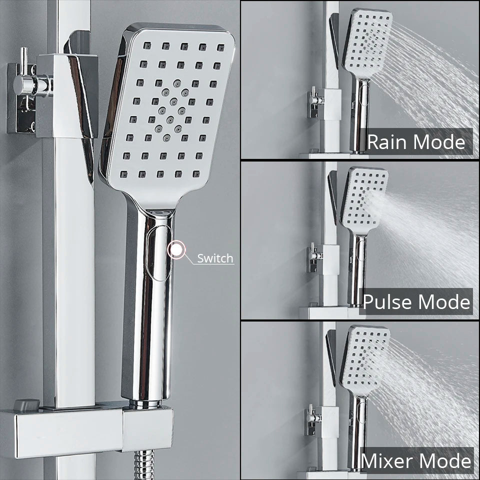 Bath Thermostatic Digital Display Shower Faucet Rain Shower