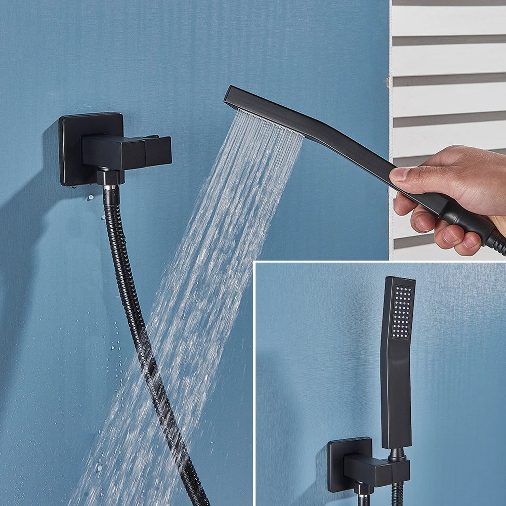 Rozin Brass Thermostatic Shower Faucet Black 40 80cm