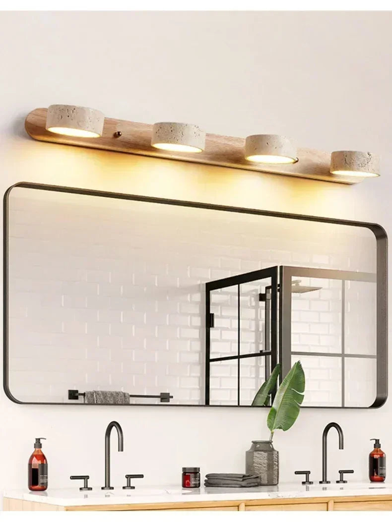 Rotatable Led Vanity Mirror Light Wabi Sabi Travertine