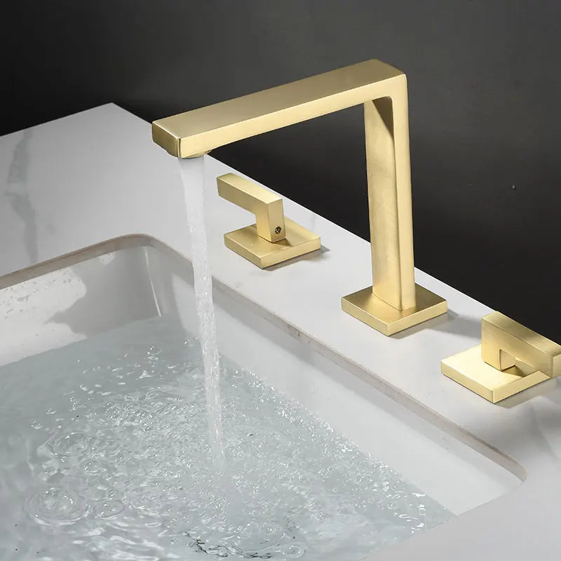 Brushed Gold Basin Faucet Total Brass Black Bathroom