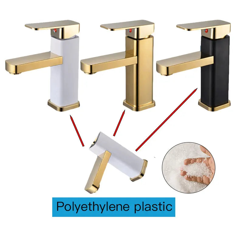 Rethme Gold Bathroom Faucet Stainless Steel Square Mixer