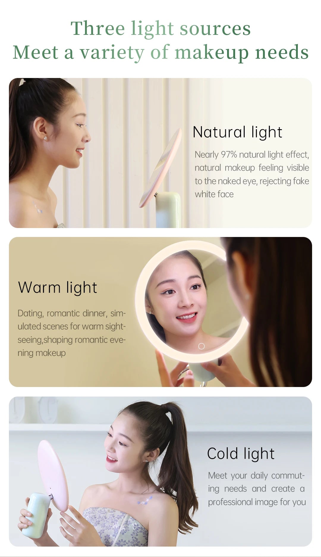 Doco Table Makeup Mirror Led Light Stepless Dimmer