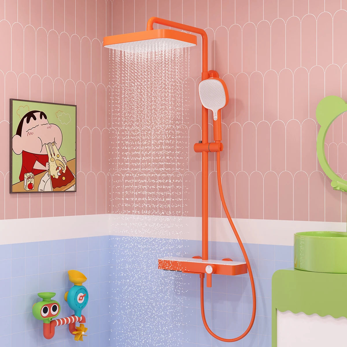 Orange Piano Bathroom Shower Waterfall Bathroom Mixer Faucets