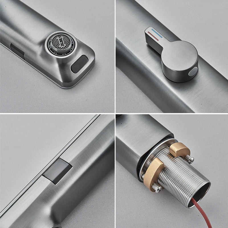 Gun Grey Smart Sensor Basin Faucet Digital Display