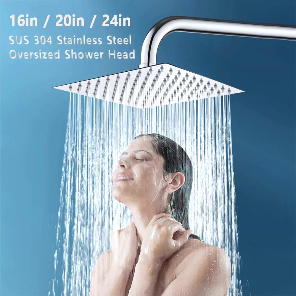 Square Round 16/20/24 Inch Bathroom Shower Head Ultra-Thin