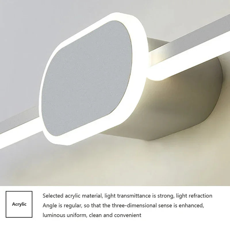 Modern Luxury Bathroom Wall Lamp Black White Aluminum