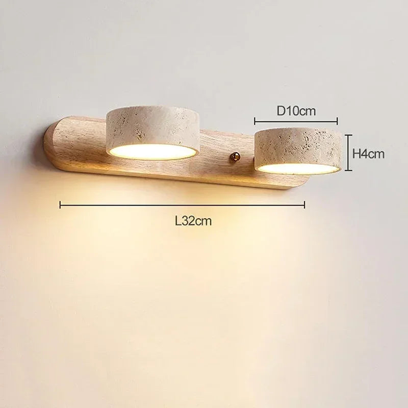 Rotatable Led Vanity Mirror Light Wabi Sabi Travertine