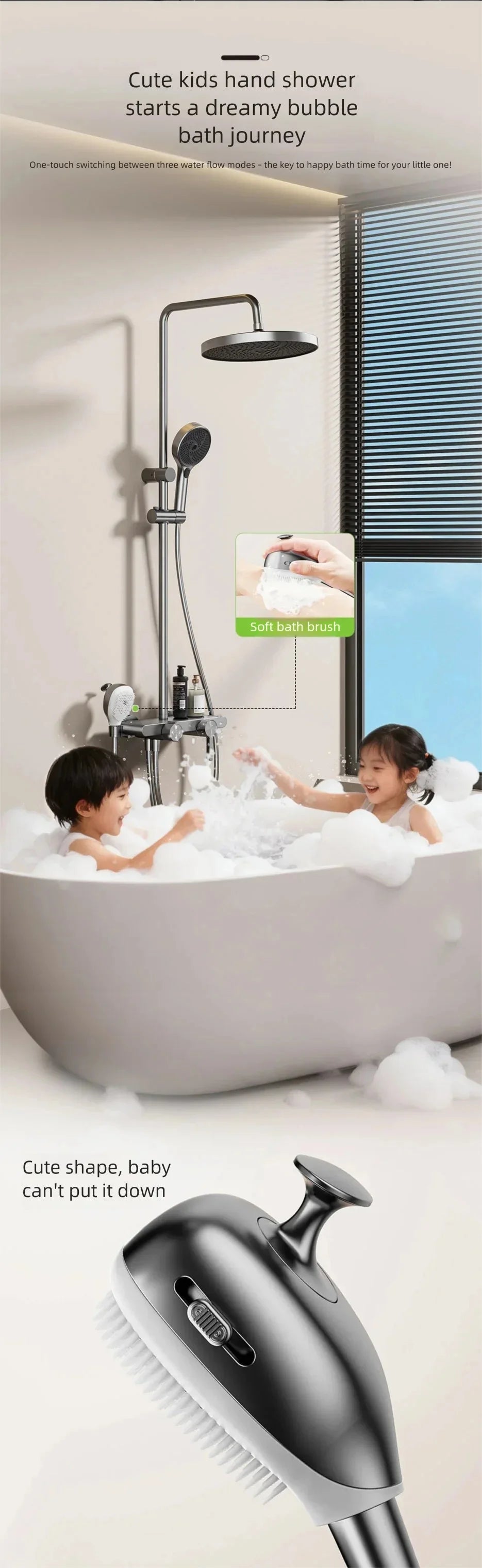 Bathroom Shower System Silicone Brush Head Foam Children