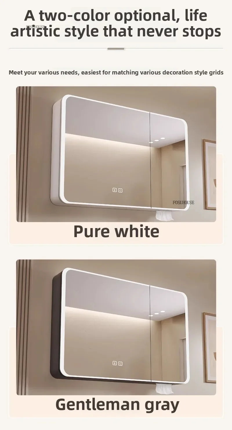 Minimalist Modern Arc-Shaped Smart Bathroom Mirror Cabinets