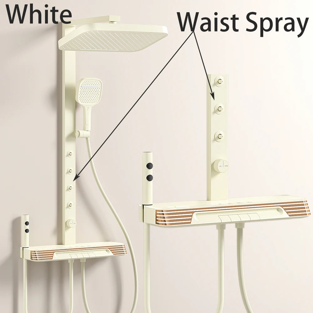 White Spa Waist Spray Digital Bathroom Shower Ambient
