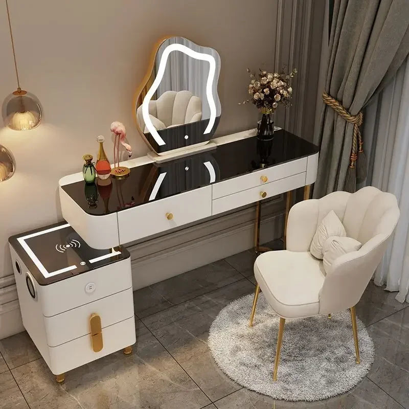Nordic Glass Luxury Dressing Table Smart Wireless Charging