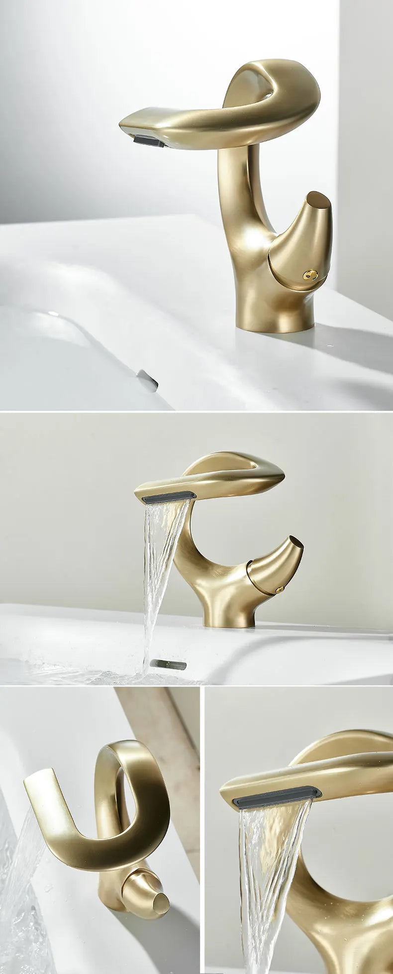 Design Basin Faucet Brass Bathroom Basin Waterfall Cold