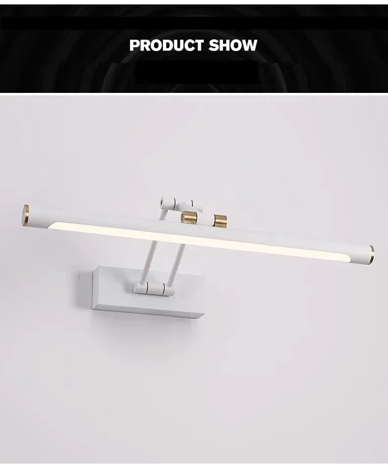 European Style Mirror Headlight Cabinet Foldable Adjustable