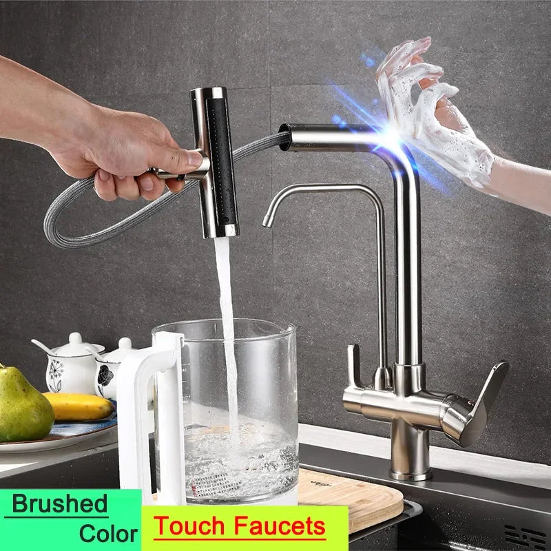 Waterfall Touch On Filter Faucets Brass Cold Pull