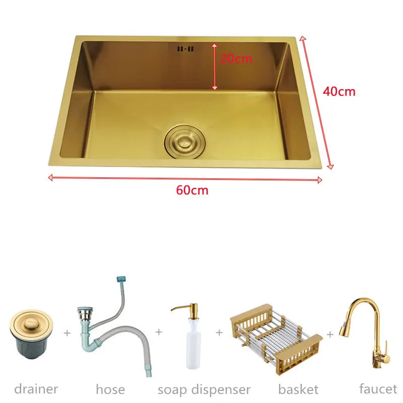 Gold Sink 304 Stainless Steel Sinks Above Counter