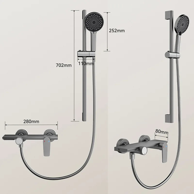 Gray Bathroom Shower Rainfall Shower Faucet Apartment Hotels