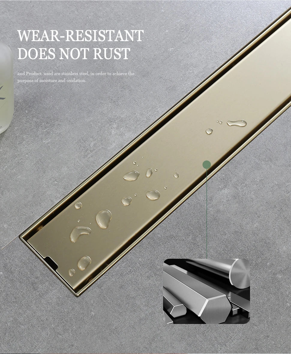 Bathroom Floor Drain Invisible Brushed Gold Shower Drain