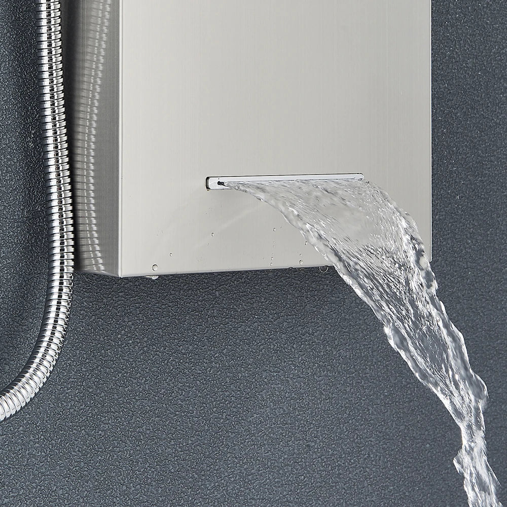 Brushed Nickel Bathroom Led Rainfall Shower Faucet Digital