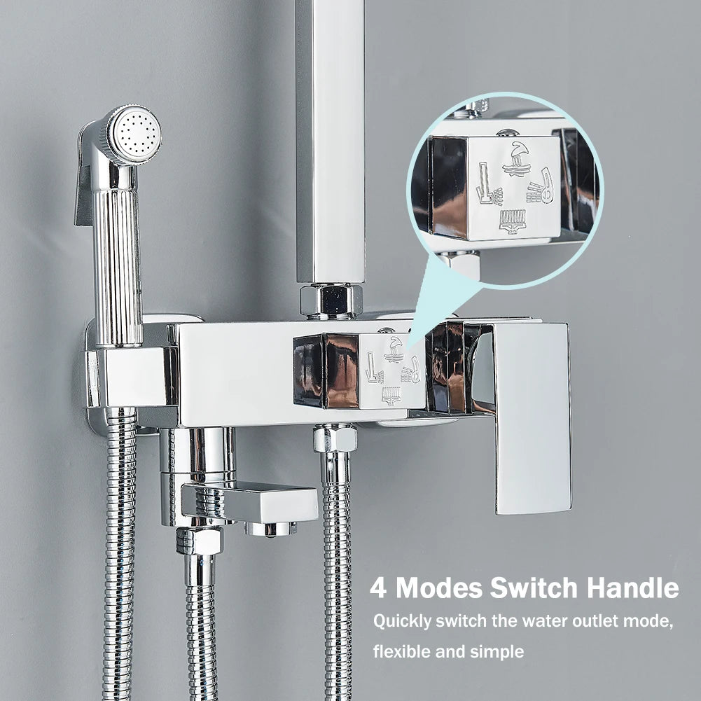 Rozin Rainfall Bathroom Shower Faucet Bidet Mixer Tap